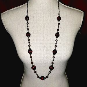 ❤Gorgous Maroon & Gold Chain Beaded Necklace❤